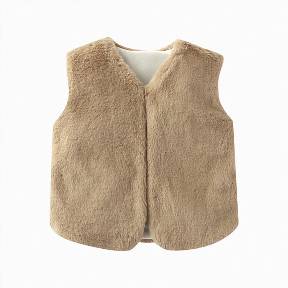 NIEWTR Toddler Vest Boys Girls Fleece Vest Kids Fall Winter Clothes Boy Sleeveless Jacket Athletic Coat(B-Khaki,3-4 Years)