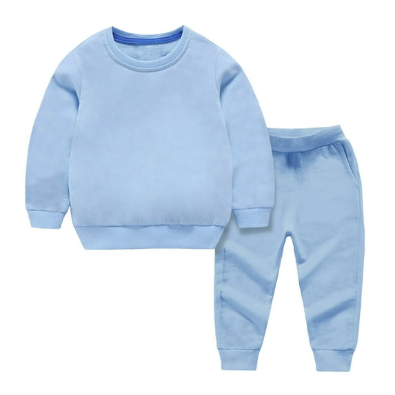 NIEWTR Toddler Waffle Solid Long Sleeve Top Pants Winter Set Baby Boys Clothes Baby Boys Outfits(Z099-Sky Blue,6-7 Years)
