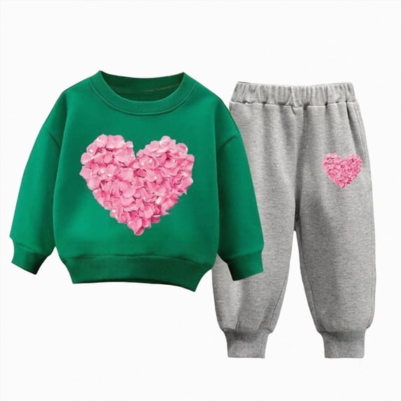 NIEWTR Toddler pajamas Baby Girl Fall Clothes 1T 2T 3T 4T 5TKids Winter Outfits Long Sleeve Trucks Sweatshirt Tops Jogger Pants Set Children Gift Set(A-Dark Green,4-5 Years)