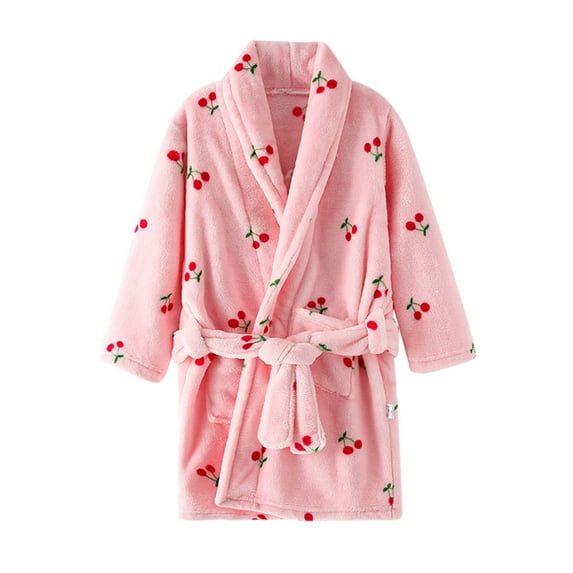 NIEWTR Toddlers Kids Hooded Robe Boys Girls Soft Flannel Bathrobes Night Robe Sleepwear Pajamas Pjs Homewear Leisure Wear for 2-11 Years(A02-Hot Pink,10-11 Years)