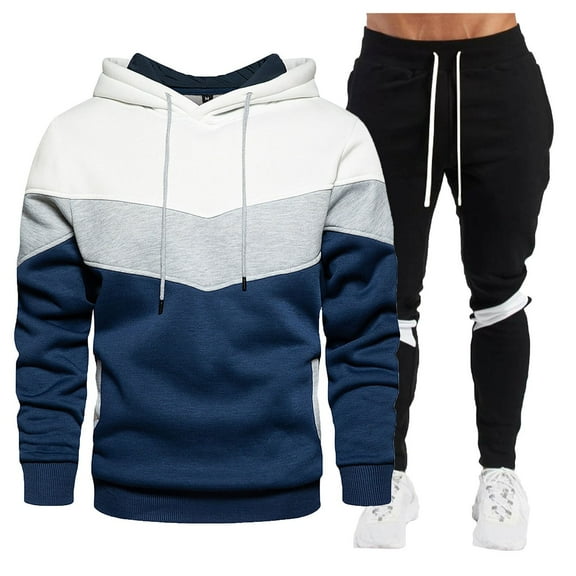 NIEWTR Tracksuits 2 Pieces for Men Fleece Hoodie Sweatsuit Outfit Jogger Set Pullover Sweatshirt Sweatpants Warm Sports Suit for Running Workout Gym(White,S)