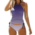 thumbnail image 1 of NIEWTR Two Piece Tankini Swimsuit for Women High Neck Ruched Tummy Control Top with Bottom Bathing Suits(Purple,XL), 1 of 4