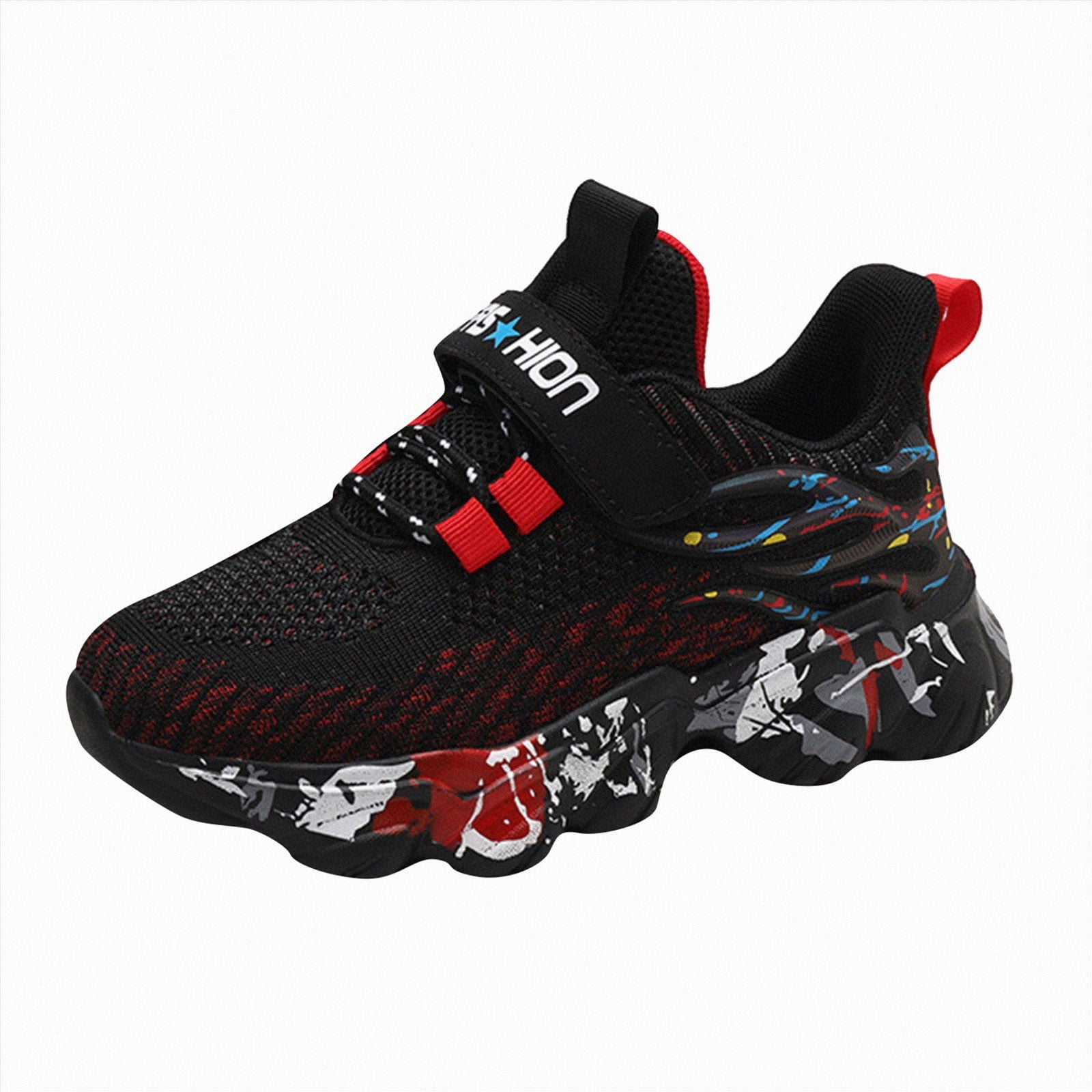 Unisex-Child Sneakers Toddler Boys Girls Running Leather Sneakers Breathable Mesh Athletic Shoes Lightweight Kids Walking Shoes Casual Shoes Walking/Running Shoes (Red,4.5)