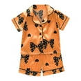 thumbnail image 1 of NIEWTR Unisex Kids Soft Satin Pajama Sets Button Down Short Sleeve Summer Sleepwear Comfortable Loungewear Size 7-8Y(Orange,2-3 Years), 1 of 6