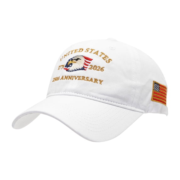 NIEWTR United States 250 Year Anniversary Hat, Flag Print Design, Retro Washed Adjustable Cap(A01-White,One Size)