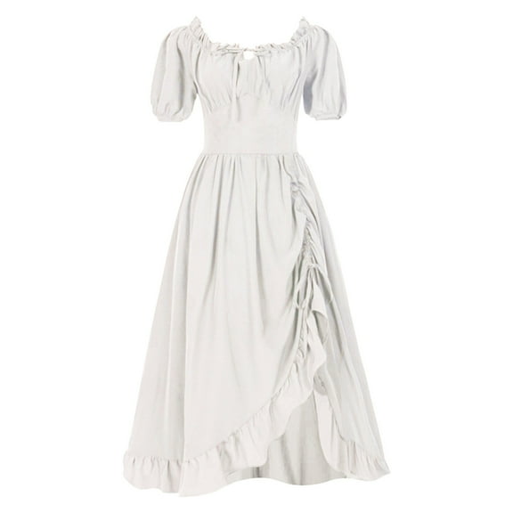 NIEWTR Vintage Gothic Dresses for Women Plus Size Dress Color Block Corset Dress Gothic Clothes Ball Gown Dresses For Women(XL,White)