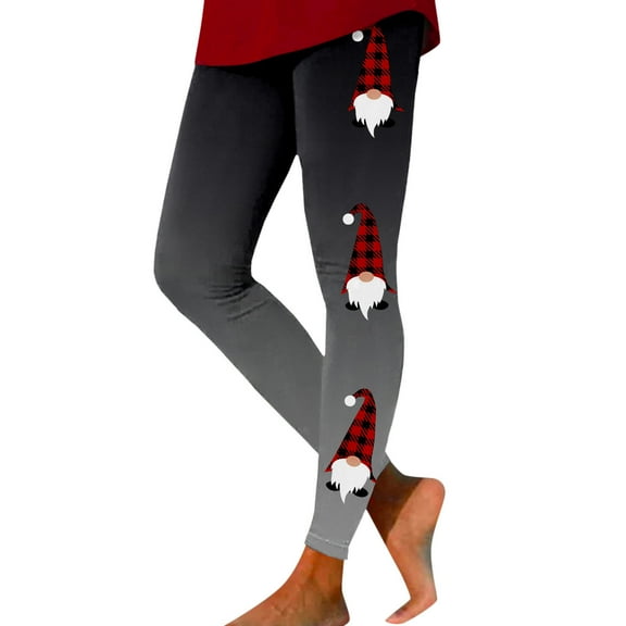 NIEWTR Winter Fashion Women's High Waist Leggings Christmas Style Print Long Trousers Cartoon Snowflake Female Milk Silk Leggings(M,Grey)