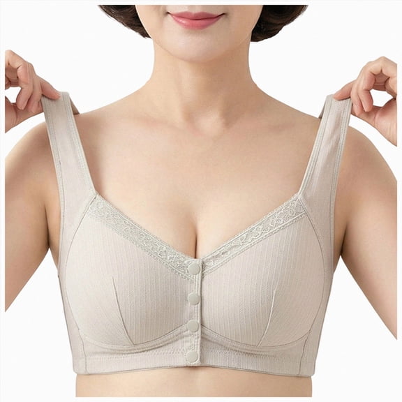 NIEWTR Wirefree Front Closure Bra for Women with Adjustable Straps Full Coverage Bralette for Senior, Everyday Bra(Coffee,40)