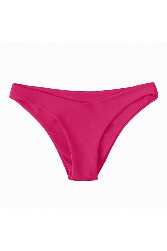 Women Full Coverage Bikini Bottoms - Mid Rise Bathing Suit Ruched Swim Bottom Swimsuit Swimwear(Hot Pink,M)