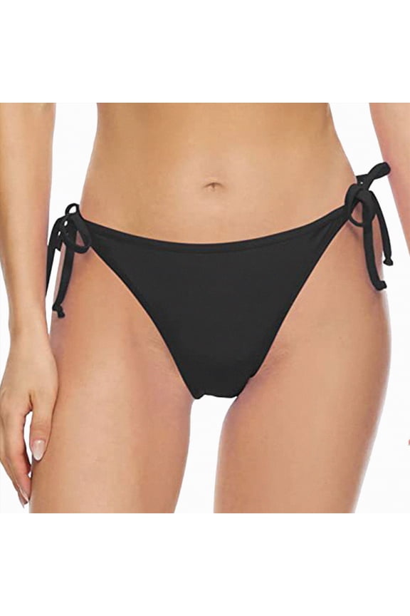 Women Mid Rise Bikini Bottoms Full Coverage Swimsuit Ruched Scrunch Swim Bottom(Black,M)