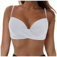 thumbnail image 1 of NIEWTR Women Swim Bra for Under Swim Shirt Straps Swim Tops Twist Front Sexy Bathing Suit Tops Only Bikini Tops Sexy Swim Bra Swimsuit Gift Bikini Tops Only（White，L）, 1 of 9