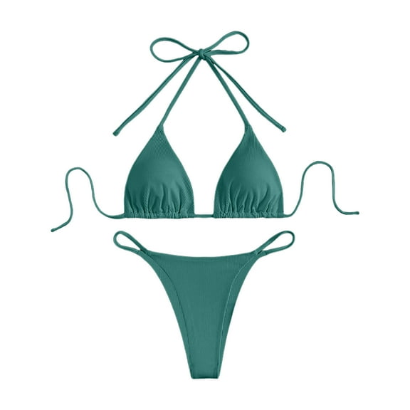 NIEWTR Women Triangle Bikini Sets Halter Two Piece Sexy Swimsuit String Tie Side Bathing Suit(AG,S)