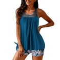 thumbnail image 1 of NIEWTR Women Two Piece Tankini Swimsuit with Shorts Tummy Control Racerback Bathing Suits Tops(Blue,S), 1 of 7