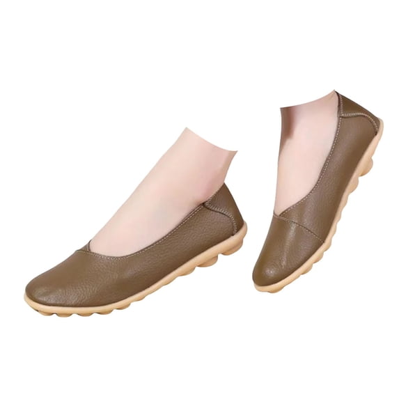 NIEWTR Women Walking Shoes Round Toe Flats Comfortable Penny Loafers Party Slip On Dress Shoe Office Shoes Flats Shoes (6.5,Brown)