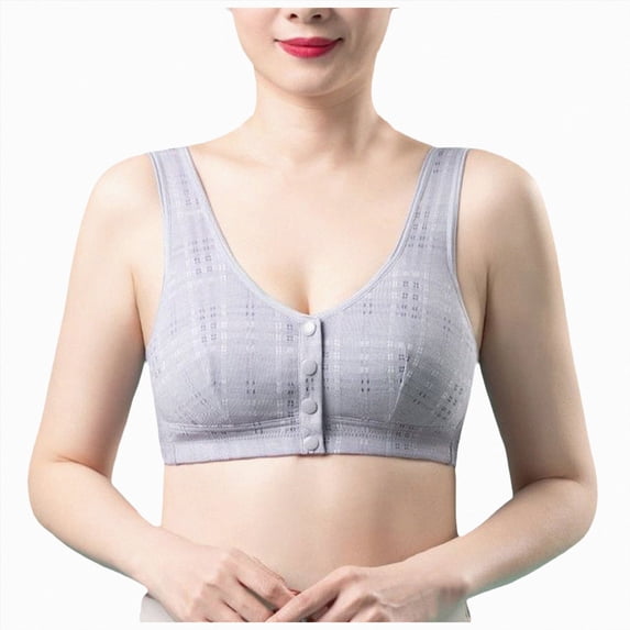 NIEWTR Women's Front Closure Everyday Bra Post Surgery Compression Bra Comfort Wireless Seamless Push Up Bra Full Coverage Back Smoothing No Underwire Bralettes(Grey,40)