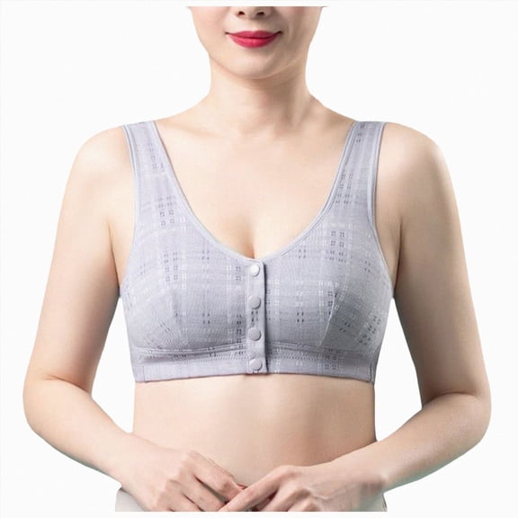 NIEWTR Women's Front Closure Everyday Bra Post Surgery Compression Bra Comfort Wireless Seamless Push Up Bra Full Coverage Back Smoothing No Underwire Bralettes(Grey,40)