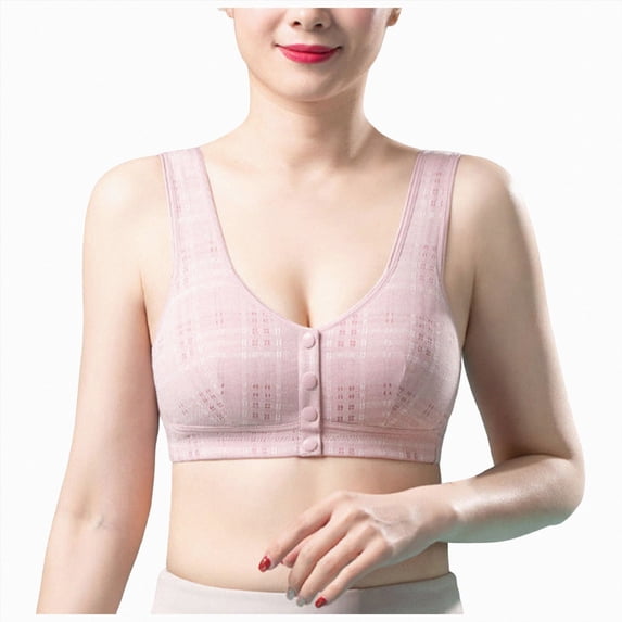 NIEWTR Women's Front Closure Everyday Bra Post Surgery Compression Bra Comfort Wireless Seamless Push Up Bra Full Coverage Back Smoothing No Underwire Bralettes(Pink,38)