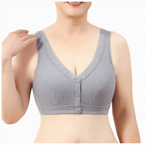 NIEWTR Women's Front Closure Posture Bra Full Coverage Back Support Everyday | Wireless, Comfy, Unpadded Cup, Plus Size, Unlined(Light Gray,44)