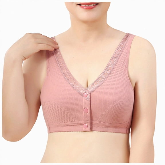 NIEWTR Women's Front Closure Posture Bra Full Coverage Back Support Everyday | Wireless, Comfy, Unpadded Cup, Plus Size, Unlined(Pink,46)