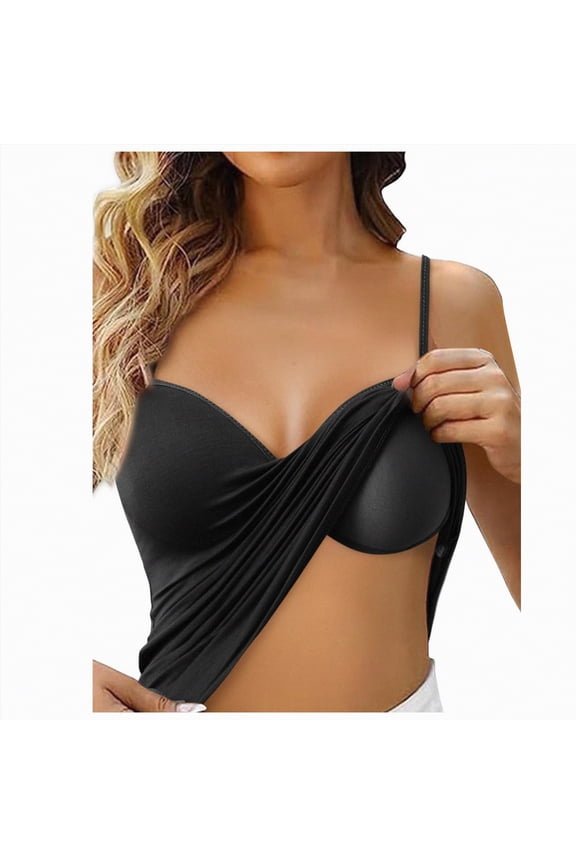 Women's Shelf Bra Camisole Tops Adjustable Spaghetti Strap Cami Tank Cotton Undershirts(A01-Black,XL)