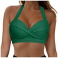 thumbnail image 1 of NIEWTR Women's Twist Front Bikini Top V Neck Push Up Padded Swimsuit Top Full Coverage Bathing Suits Swim Bra Swimsuit Gift Sexy Bikini Tops Only（Green，XL）, 1 of 8