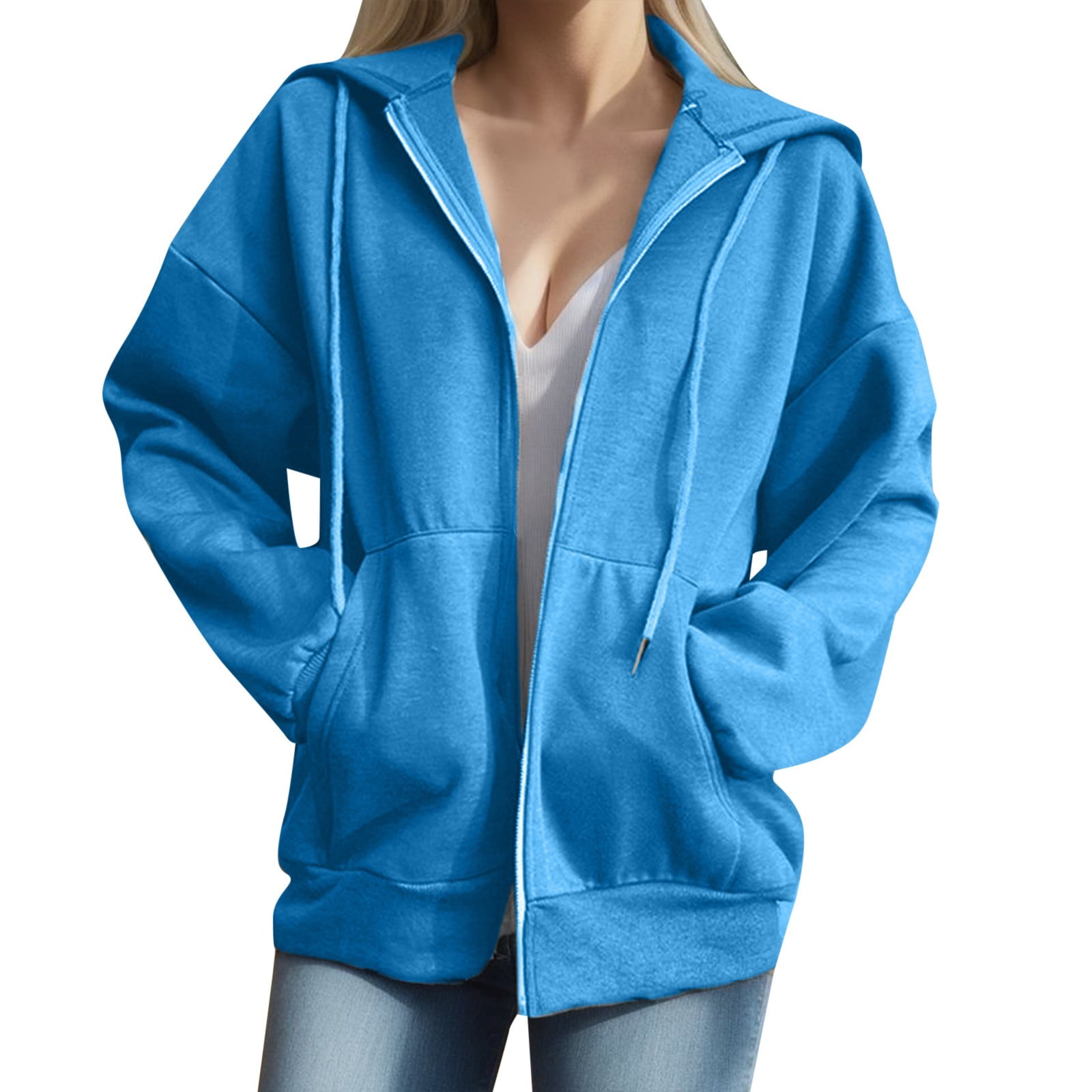 NIEWTR Women's Zip up Cropped Hoodies Casual Sweatshirts Full Zip