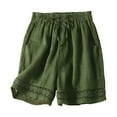 thumbnail image 1 of NIEWTR Womens Bermuda High Rise Shorts Knee Length Cotton Linen Drawstring Casual Shorts Jogger Workout Shorts(Green,XXL), 1 of 2