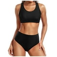 thumbnail image 1 of NIEWTR Womens Bikini Swimsuits, Women's High Waisted Bikini Sets High Cut Bathing Suits Two Piece Sporty Cut Out Swimsuits Black,XXL, 1 of 4