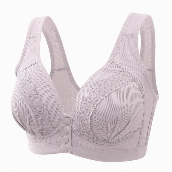 NIEWTR Womens Bras Comfortable No Underwire Front Closure Bra Seamless Bralette Full Coverage Everyday Bras Wireless(Grey,44)