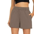 thumbnail image 1 of NIEWTR Womens Comfy Drawstring Casual Elastic Waist Pocketed Solid Shorts Shorts for Women(Coffee,S), 1 of 4