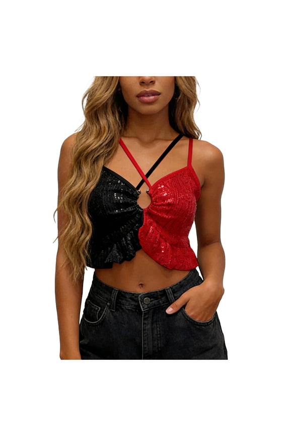 Womens Lace Leather Sexy Patent Leather Lace Strap Chest Cup Brooch Lace Line Lingerie Unlined Womens Tank Summer Tank (XL,A225-Watermelon Red)