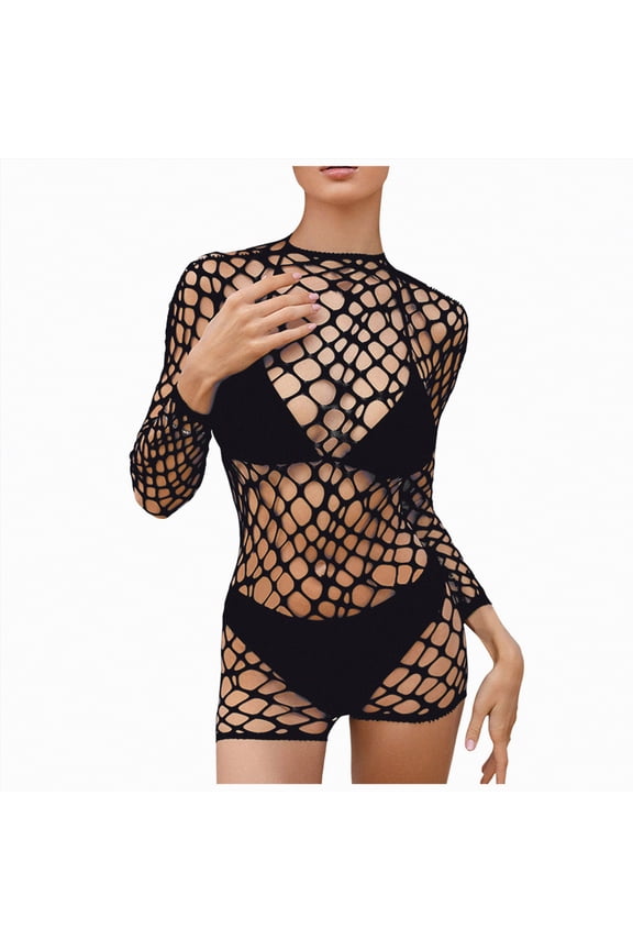 Womens Ruffle Trim Sheer Mesh Beach Cover Up Drawstring Long Sleeve Bikini Wrap Bathing Suit (Black,One Size)