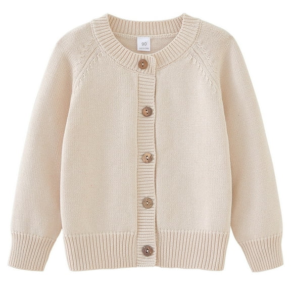NIEWTR kids Baby Girls Boys' Fall Winter Cardigan Sweaters Coats Clothes for Toddlers Cardigan Sweaters Coats Sweatshirt Sweater（3-4 Years，Beige）