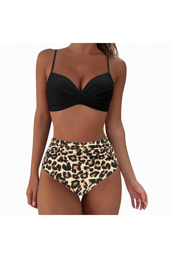 womens bikini set Sexy Two Piece String Bikini Set Women's Swimsuit Full Coverage Bottom Beach and Pool Wear(A01-Khaki,XXL)