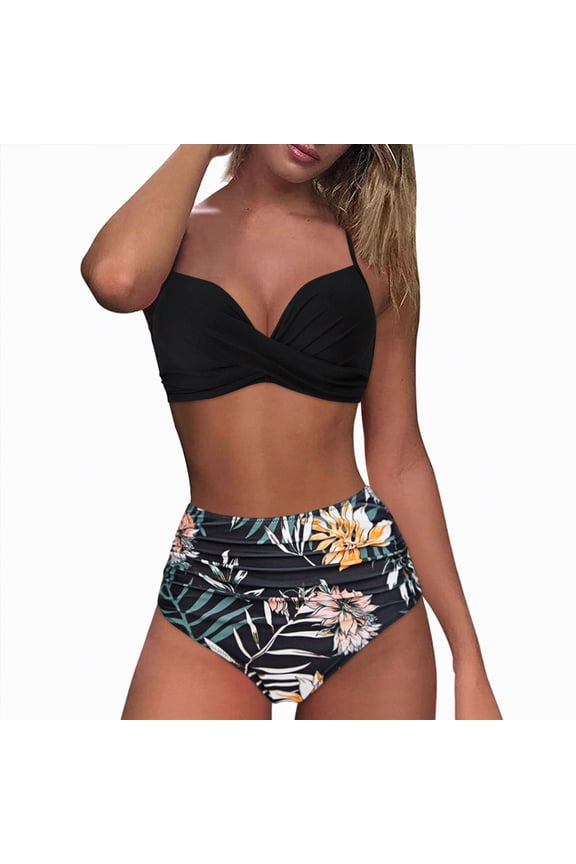 womens bikini set Sexy Two Piece String Bikini Set Women's Swimsuit Full Coverage Bottom Beach and Pool Wear(A01-Yellow,XXL)