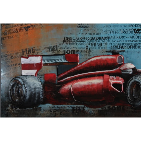 NIFAO Ferrari Formula One Inspired Red Racing Car 3D Metal Art 79" x 2" x 40"H