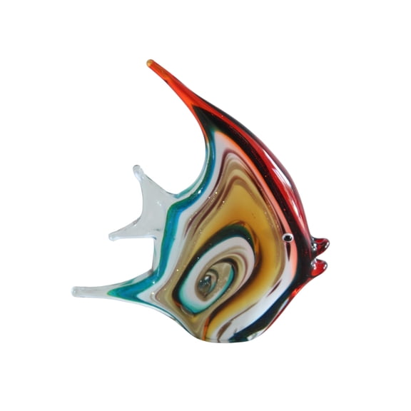 NIFAO Glass Angelfish Sculpture Coastal Art Decor 8" x 2" x 9"H