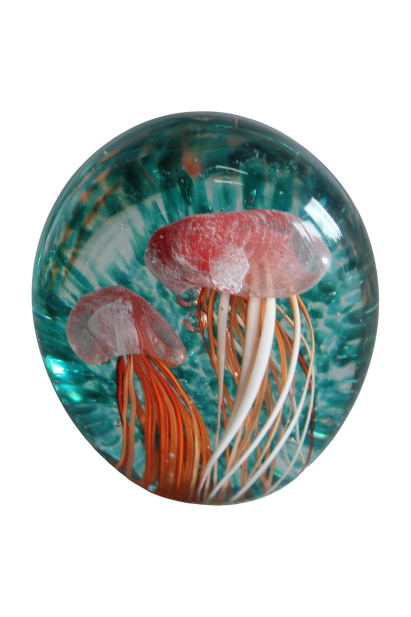 NIFAO Glass Jellyfish Paperweight Glows in Dark Ocean Art 4" x 3" x 4"H ...
