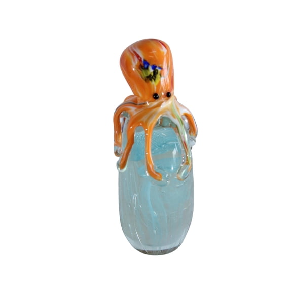 NIFAO Glass Octopus Jellyfish Paperweight Coastal Art Decor 5" x 3" x 9"H