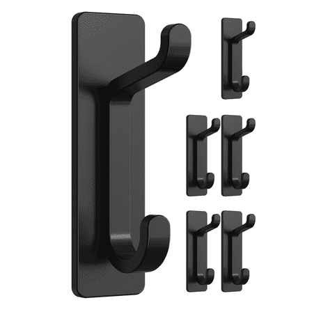 NIFFGAFF Door Hook, Extra Sticky 10LB Max, Black Self-Adhesive Wall Hanger for Towel, Coat, Purse, Bathroom & Kitchen