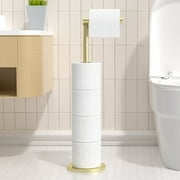 NIFFGAFF Folding Toilet Paper Holder Stand, Freestanding Toilet Roll Holder, Stainless Steel Paper Storage Holds 5 Paper Rolls, Rust Proof, Large Capacity