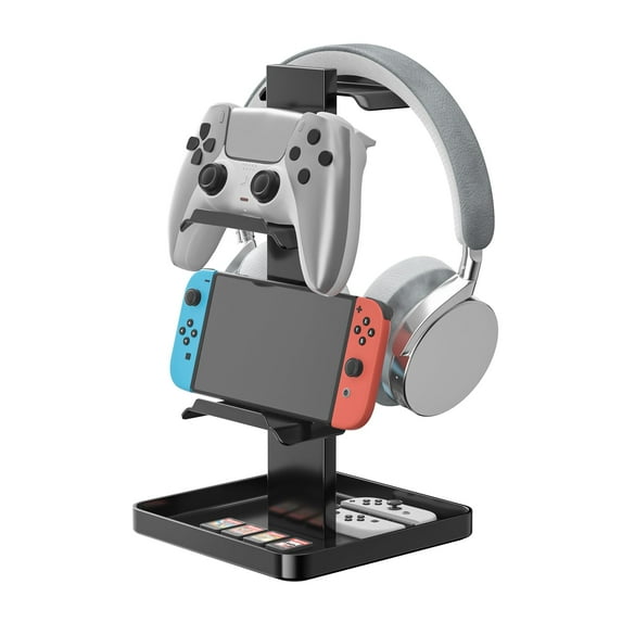 NIFFGAFF Headphone Stand-Controller Holder Headset Holder, Metal Earphone Stand, Gaming Headset Hanger with Bottom Storage for Headphones, Controller, Switch, iPad, Mobile Phone.