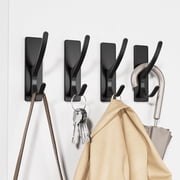 NIFFGAFF Hook Towel Hanger Wall Mount: 4 Packs Self-Adhesive Heavy Duty Hooks for Bathroom, Door, Sturdy Metal Holder for Coats, Clothes, Key, Decorative Bath Accessory, White