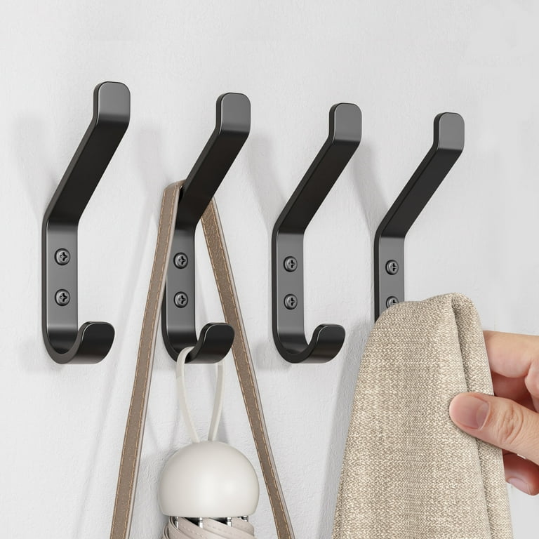 NIFFGAFF Heavy Duty Wall Hooks, Black Metal Hangers for Coats