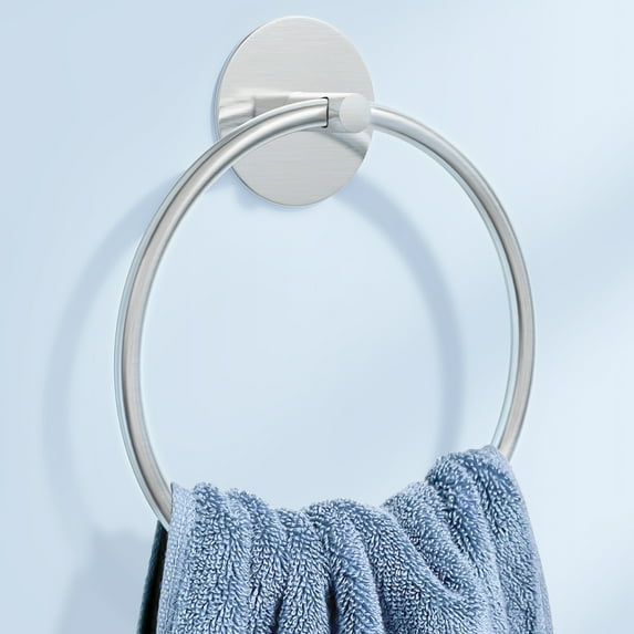 NIFFGAFF Nickel Sliver Bathroom Towel Ring - Hand Towel Holder for Bathroom Wall Mounted - SUS304 Stainless Steel Bathroom Towel Rack, Adhesive Wall Mounted Hand Towels Holder