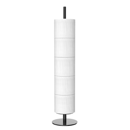 NIFFGAFF Toilet Paper Holder Stand Storage: Freestanding Stainless Steel Roll Holder with Reserve Function, Free Standing Tissue Extender for Bathroom, Toilet Accessory Containers Black