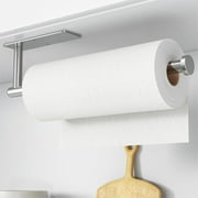 NIFFGAFF Towel Paper Holders Wall Mount: Kitchen and Bathroom Self Adhesive Rack, Holder for Cabinet Counter, Under Cabinet Hanging Shelf, With Rounded Tail, Black
