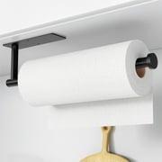 NIFFGAFF Towel Paper Holders Wall Mount: Kitchen and Bathroom Self Adhesive Rack, Holder for Cabinet Counter, Under Cabinet Hanging Shelf, Toilet Paper Hanger, With Rounded Tail, Black