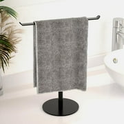NIFFGAFF Towel Rack T-Shape Hand Holder for Bathroom, Headband and Lightweight Bathroom Racks, Kitchen Black Holder,Stainless Steel Waterproof Counter Organizer