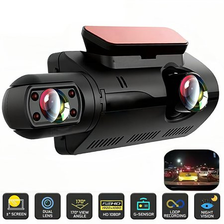 NIFFPD 1080P Dual Lens Car DVR Dash Cam Video Recorder G-Sensor Dash Camera Front and Inside Camera